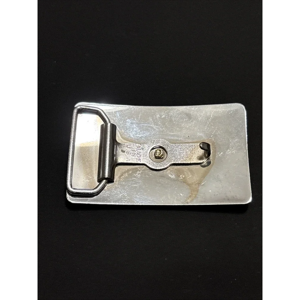 Vintage Made In USA Silver Tone Belt Buckle Gold Revolver Western Pistol Gun